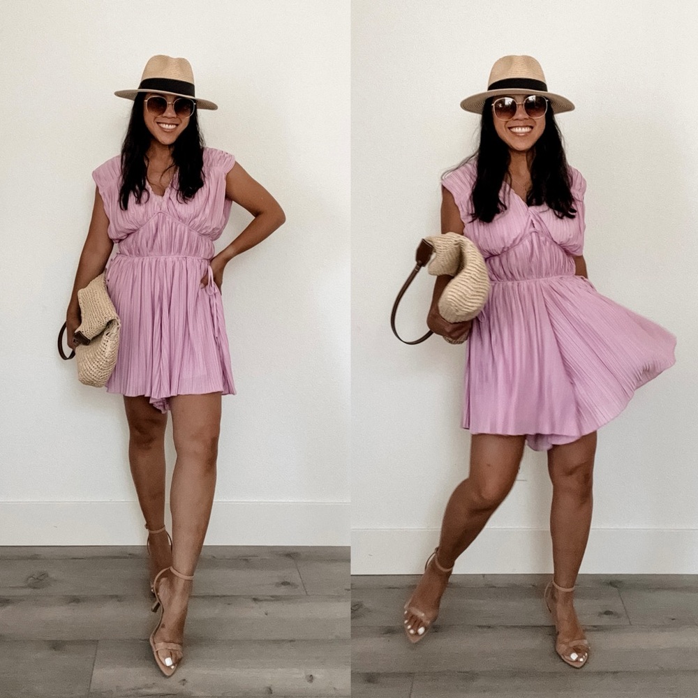 Pink Pleated Romper (S)